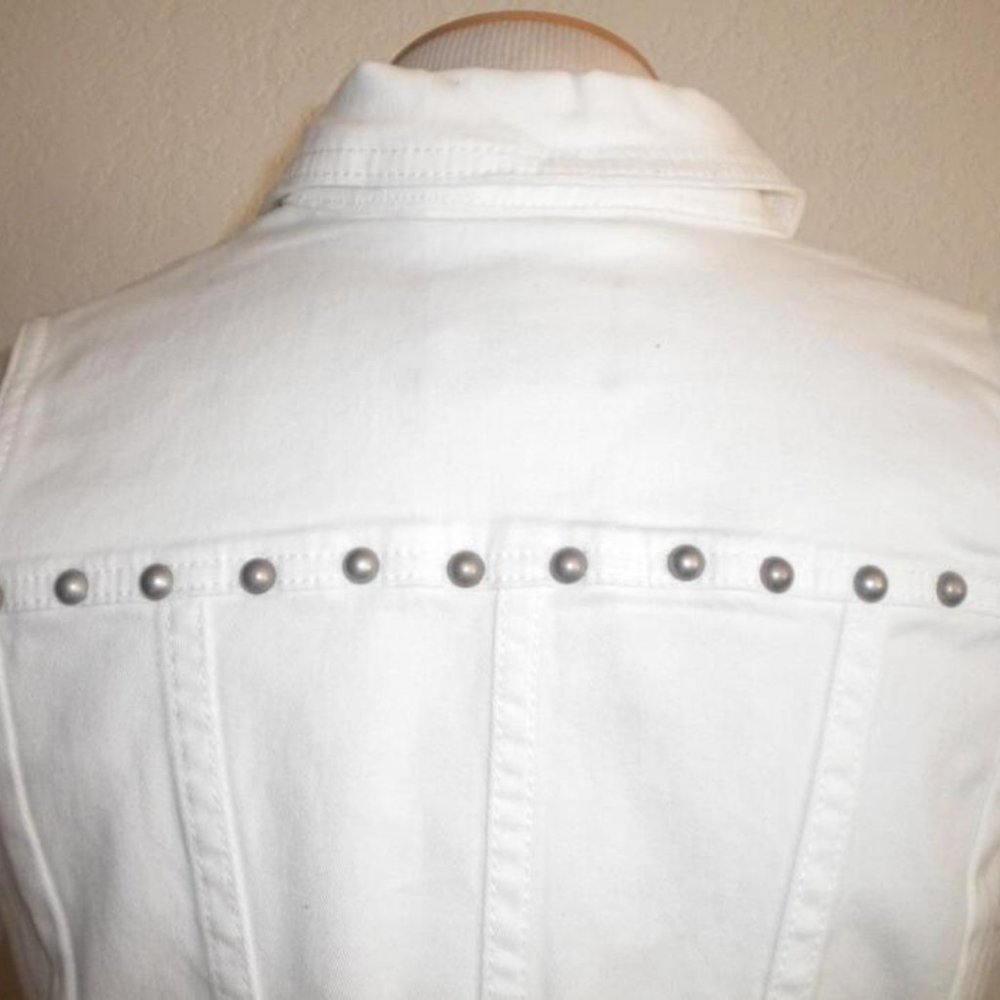 DKNYC White Sleeveless Denim Vest with Silver Studs - Picture 4 of 7